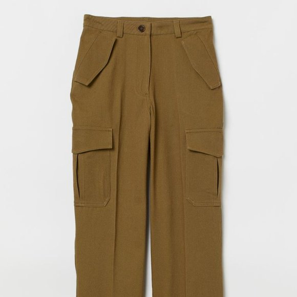 H&M Ankle lenth Cargo Pants Khaki Olive Green 8 - Picture 2 of 12